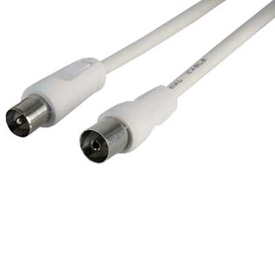 1m Coaxial Fly Lead Plug to Socket White
