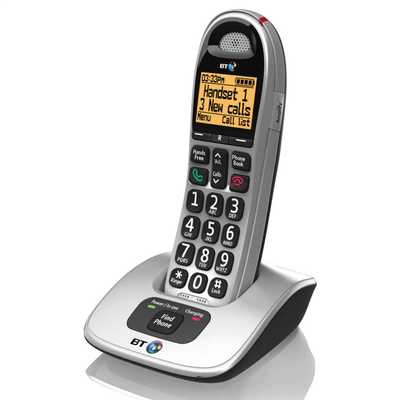 BT4000 Single Dect  Big Button  Telephone Silver and Black