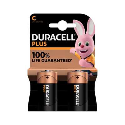 Duracell Plus Power C 2Pk 100% Life Guaranteed