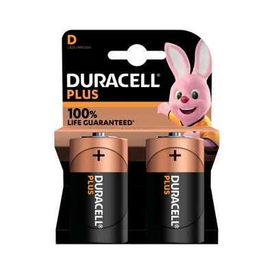 Duracell Plus Power D 2Pk 100% Life Guaranteed