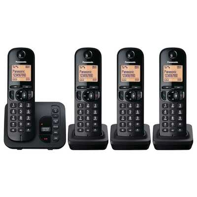 Quad Dect Call Block Telephone with Answer Machine Black