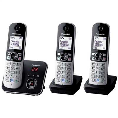 Trio Dect Telephone with Answer Machine Eco Mode Black and Silver