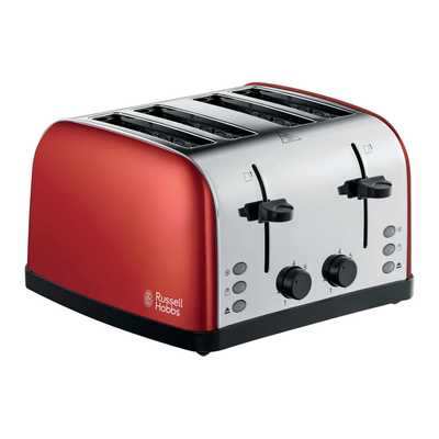 4 Slice Toaster Brushed Stainless Steel Red