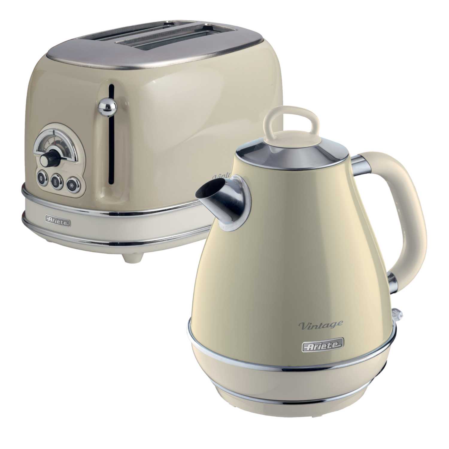 Ariete Vintage Style 2 Slice Toaster With Defrost And Reheat, Beige